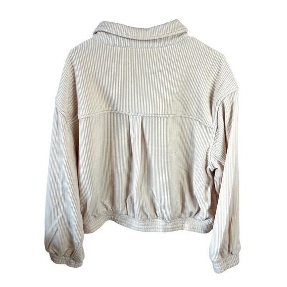 Gemma + Jane Corduroy Velour Cream Zip Up Jacket Size XL Utility, Minimalist NEW - Picture 4 of 13